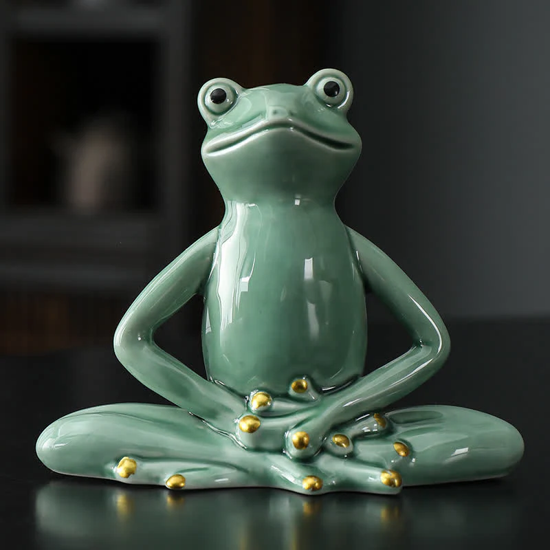 Buddha Stones Meditating Ceramic Zen Frog Statue Decoration