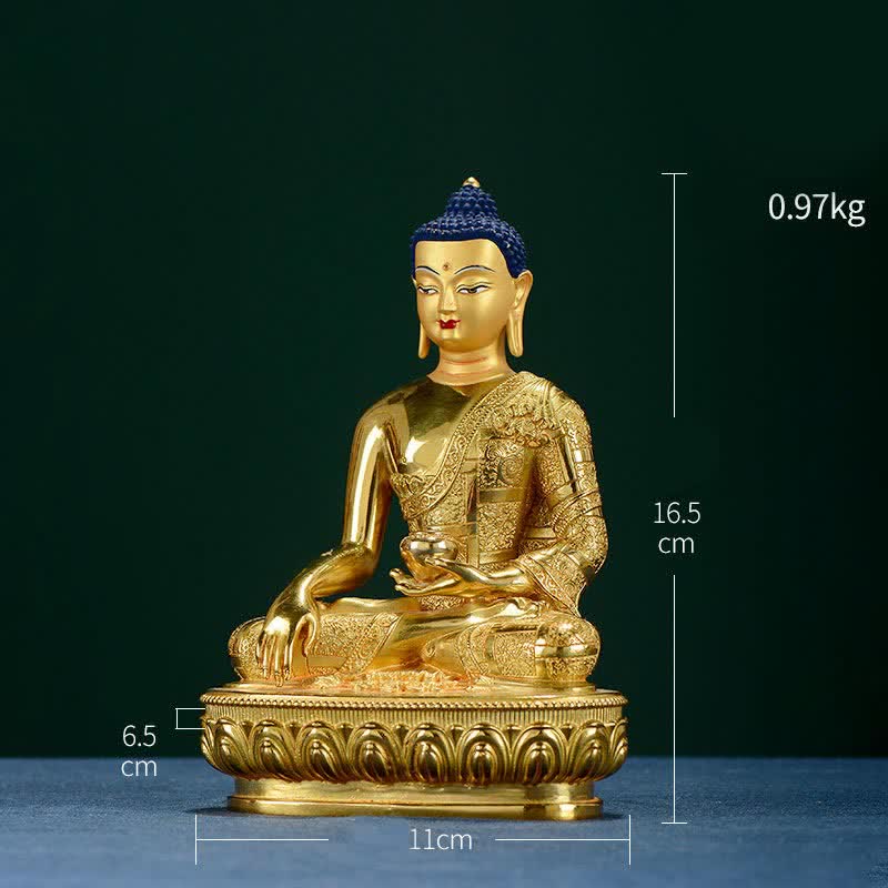 Buddha Stones Buddha Shakyamuni Figurine Enlightenment Copper Statue Home Offering Decoration