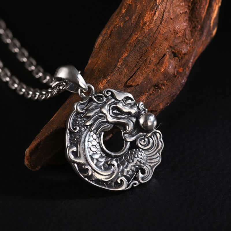 Buddha Stones Koi Fish Dragon Peace Buckle Wealth Necklace Pendant