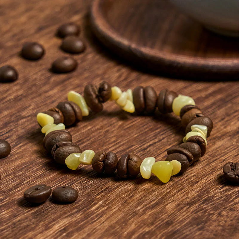 Buddha Stones Handmade Natural Coffee Beans Amethyst Citrine Amazonite Irregular Crystal Bracelet