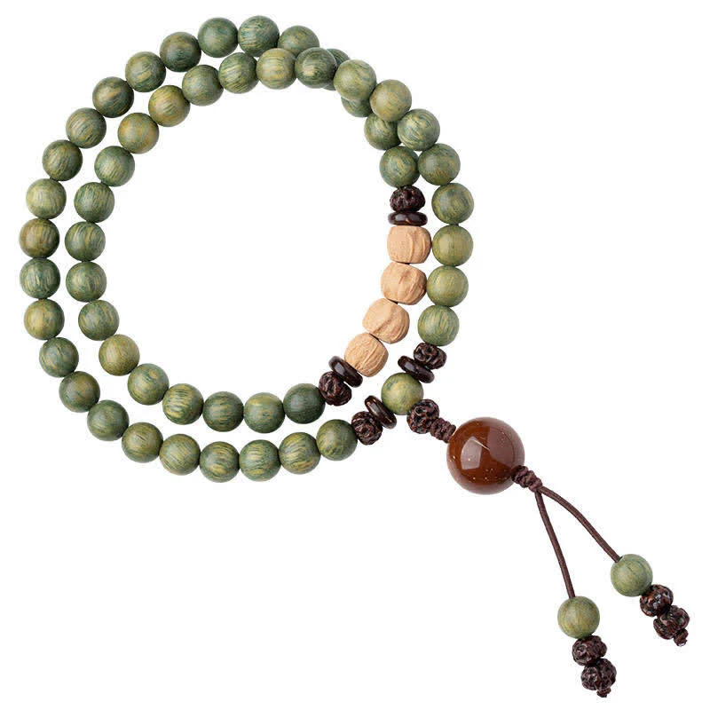 Buddha Stones Green Sandalwood Positive Peace Bracelet