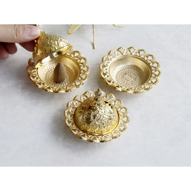 Buddha Stones Tibetan Gold Mini Meditation Incense Burner