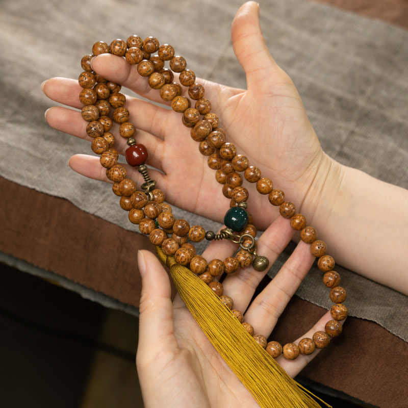 Buddha Stones 108 Mala Beads Bodhi Seed Wisdom Peace Tassel Bracelet