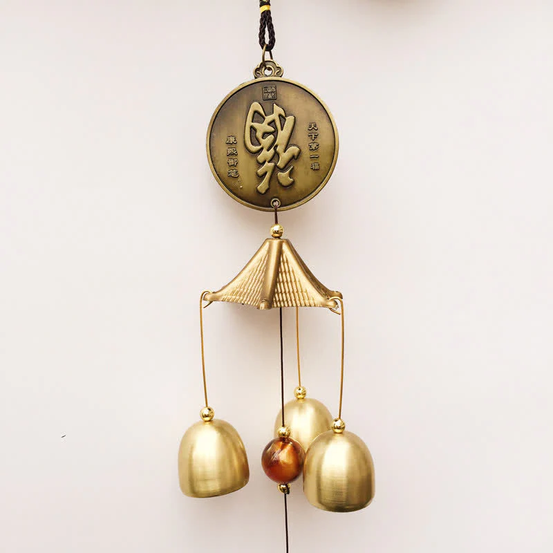 Buddha Stones Blessing Letter Elephant Bagua Auspicious Coin Wall Hanging Chime Bell Handmade Home Decoration
