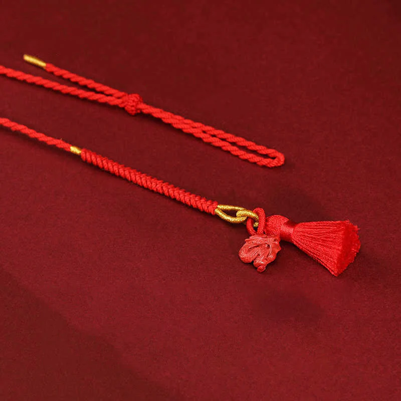 Buddha Stones Natural Cinnabar Dragon Blessing Red String Belly Chain