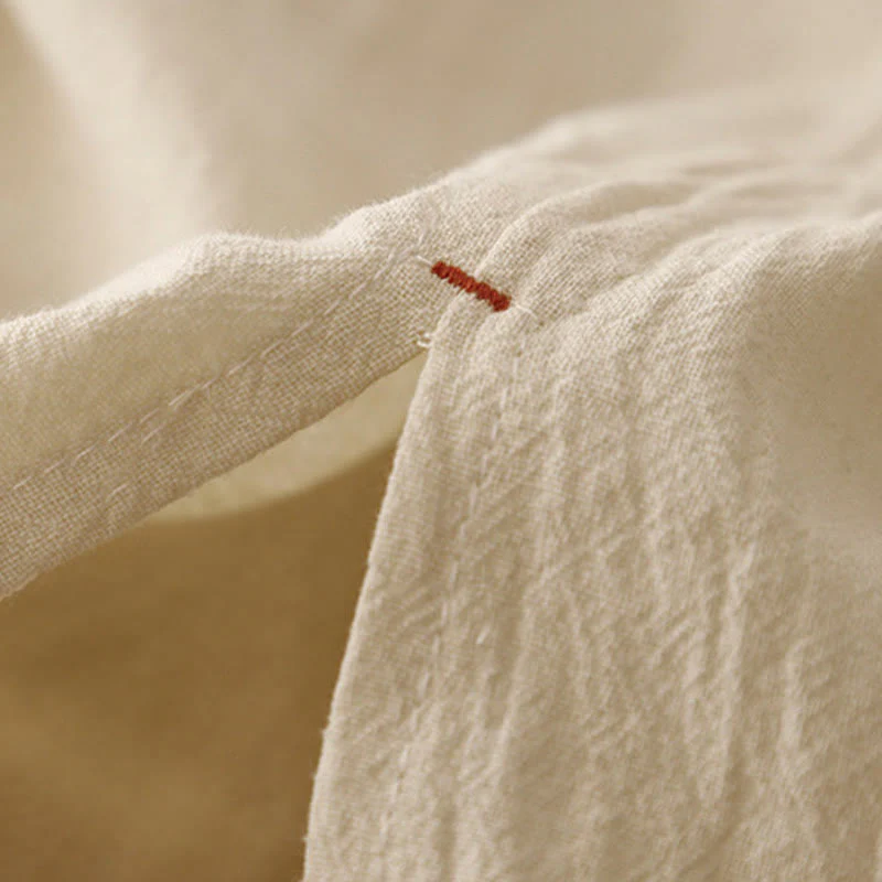 Buddha Stones Casual Simple Design Drawstring Split Cotton Linen Women's Wide Leg Pants With Pockets