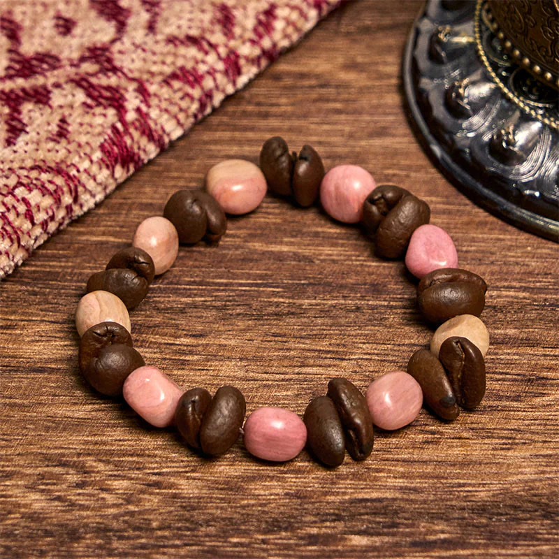 Buddha Stones Handmade Natural Coffee Beans Irregular Stone Bracelet