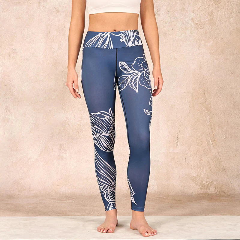 Buddha Stones Peony Epiphyllum Flowers Print Gym Fitness Leggings Women's Yoga Pants