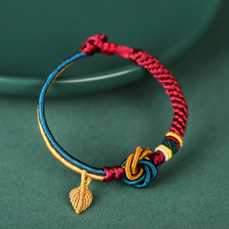 Buddha Stones Tibetan Handmade Mandala Knot Leaf Luck Rope Bracelet
