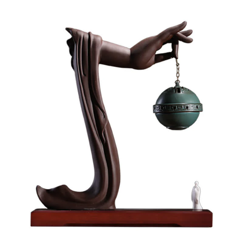 Buddha Stones Tibetan Lotus Blessing Ceramic Incense Burner Decoration