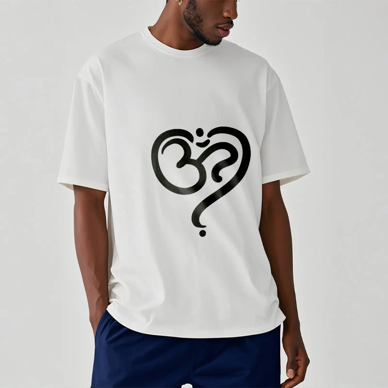 Buddha Stones Love Heart OM Symbol Design Tee T-shirt