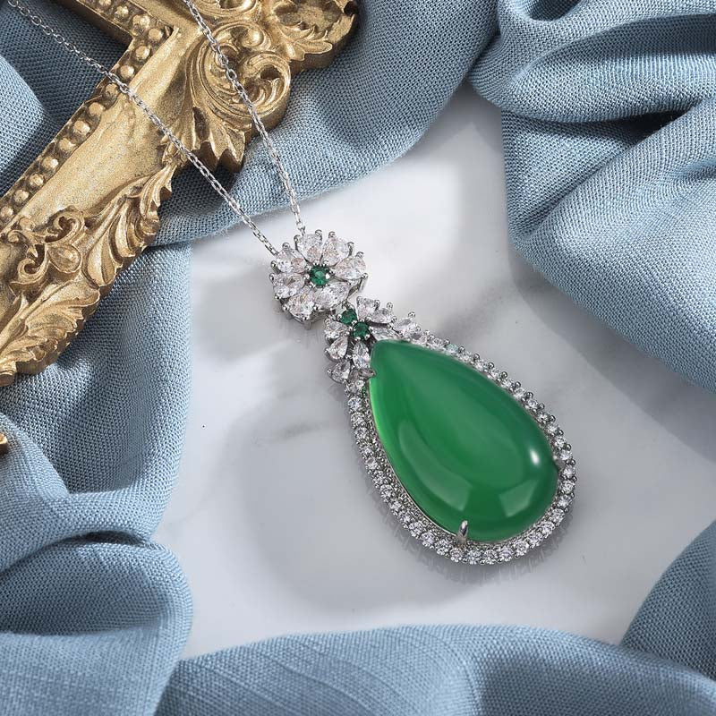 Buddha Stones Cyan Jade Harmony Necklace