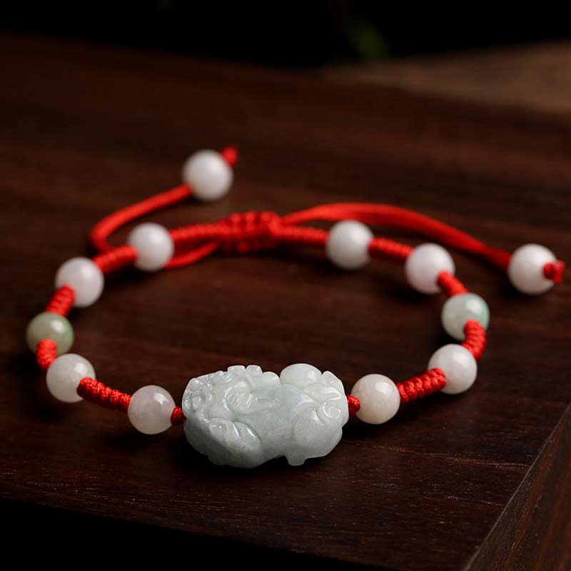 Buddha Stones Natural Jade PiXiu Luck Bracelet