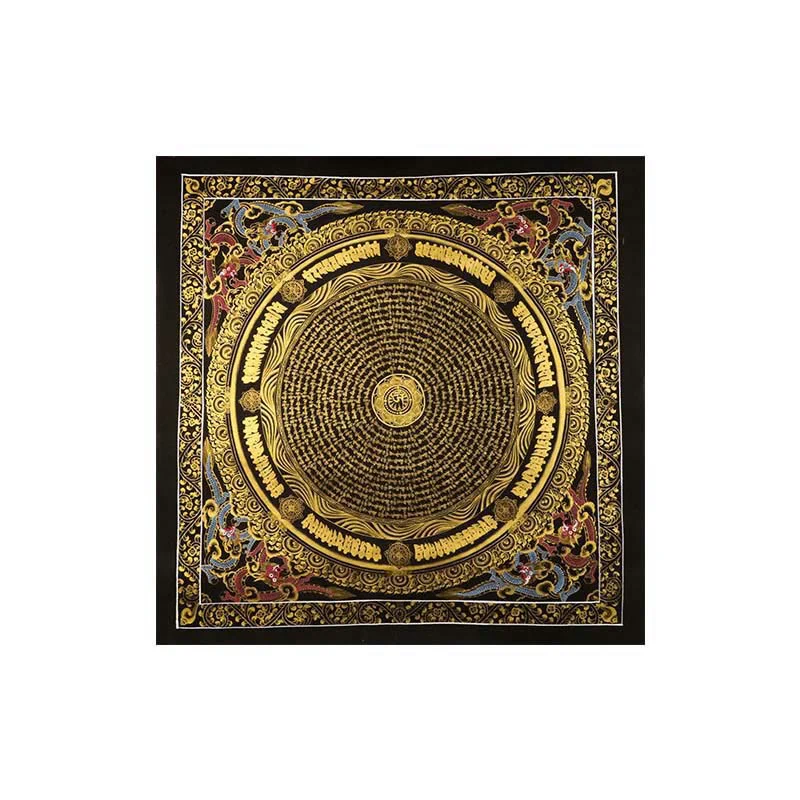 Buddha Stones Tibetan Thangka Painting Om Mani Padme Hum Dragon Phoenix Scripture Handmade Decoration(Random Style)