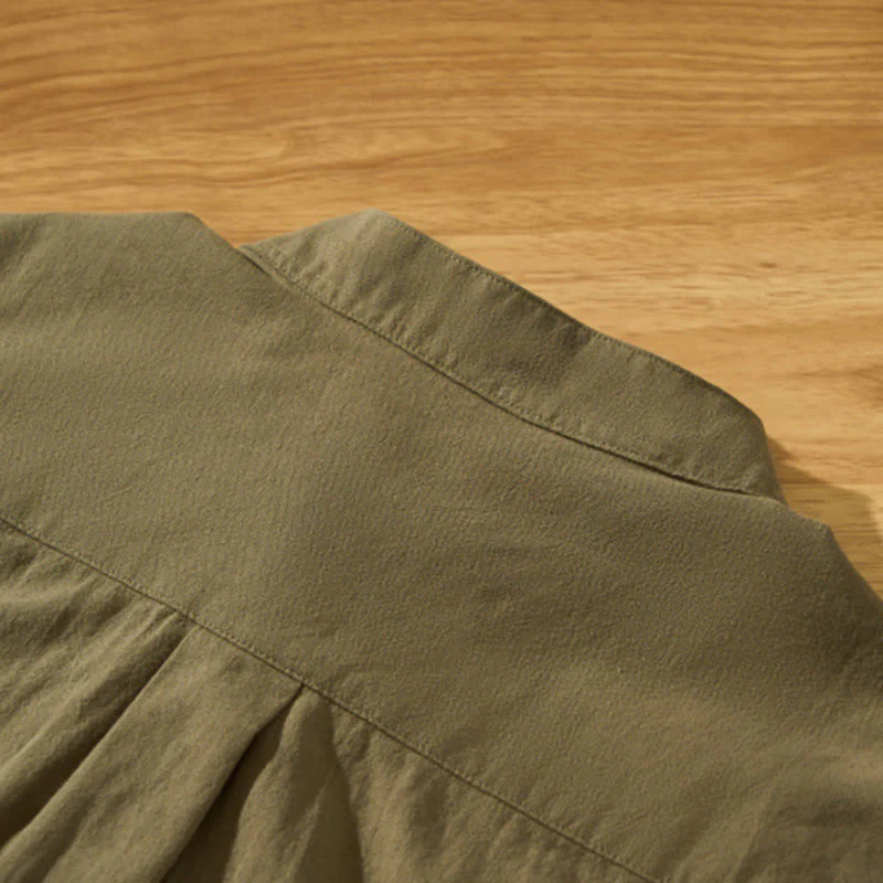 Buddha Stones Summer Solid Men's Half Button Short Sleeve Cotton Shirt