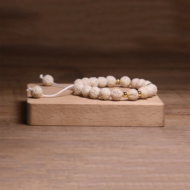 Buddha Stones Whitelava Rock Om Symbol Healing Calm Bracelet