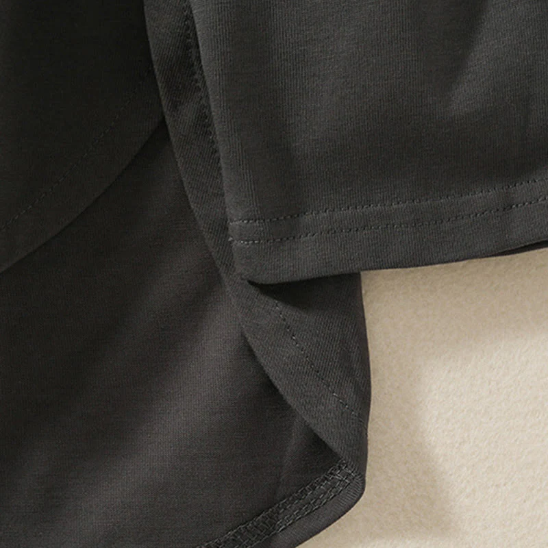 Buddha Stones Casual Pure Irregular Hem Cotton Linen Women's Long Sleeve T-shirt