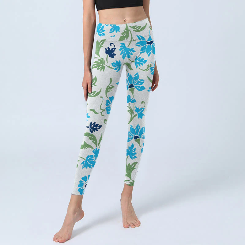 Buddha Stones Blossom Leaves Print Gym Leggings Women's Yoga Pants