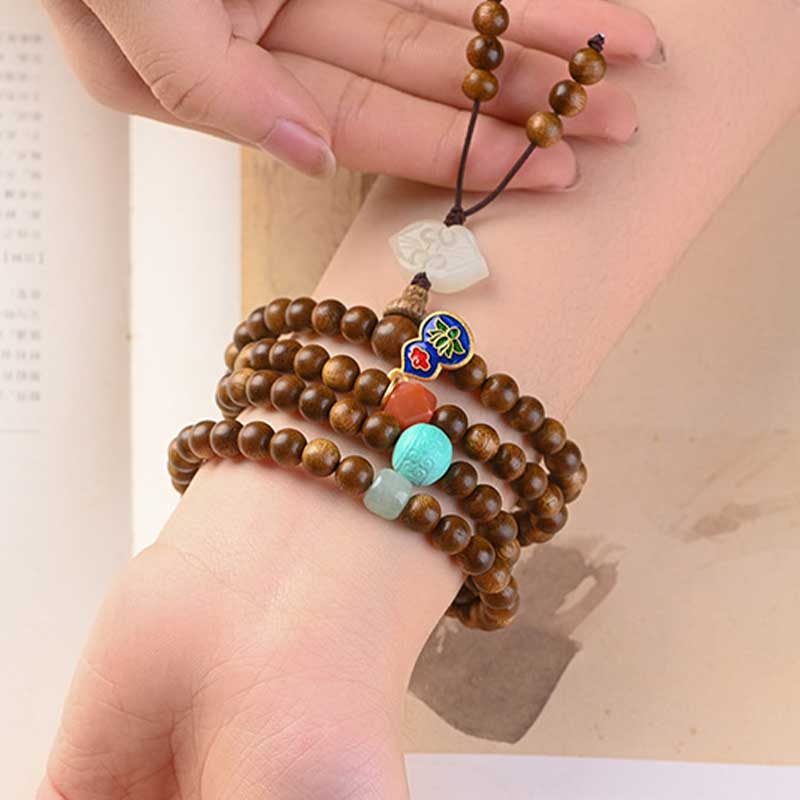 Buddha Stones Tibetan Rosewood Protection Calm Bracelet Mala