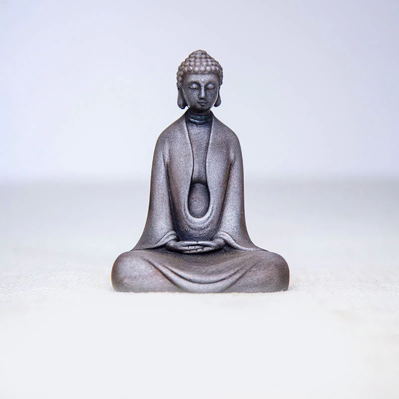 Buddha Stones Handmade Meditation Sakyamuni Buddha Iron Powder Rust Cast Resin Statue Decoration