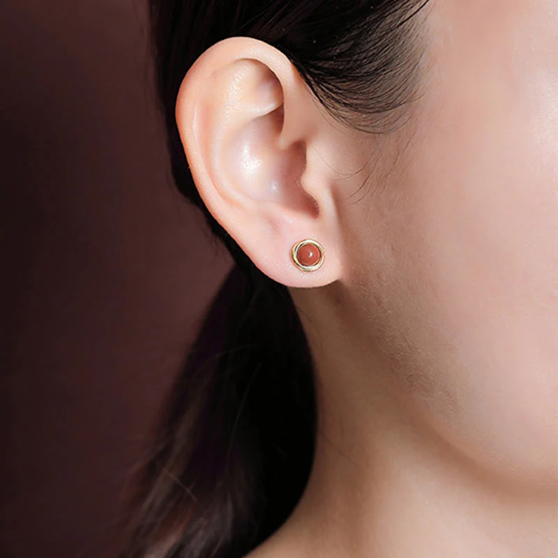 Buddha Stones 925 Sterling Silver Hetian Jade Agate Amber Luck Earrings