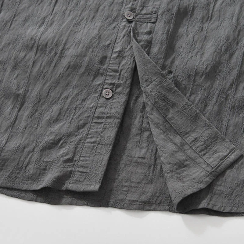 Buddha Stones Summer Short Sleeve Buttons Men's Shirt With Two Pockets