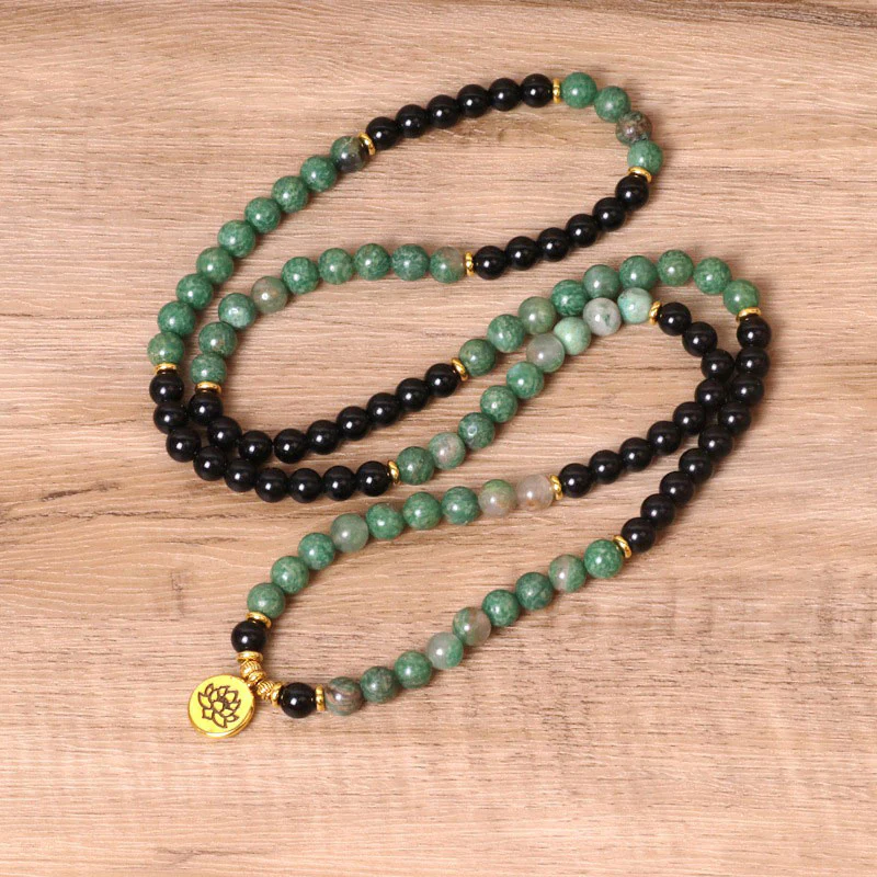 Buddha Stones 108 Beads Natural Agate Mala Healing Bracelet
