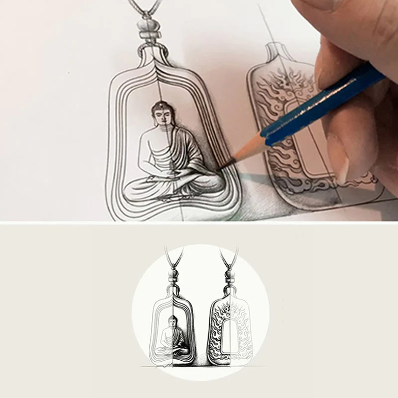 Buddha Stones Tibetan Medicine Buddha Liuli Crystal Compassion Serenity Necklace Pendant