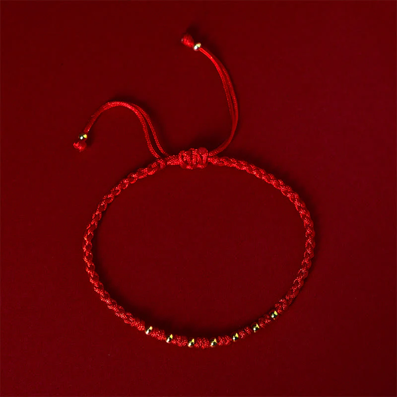 Buddha Stones 925 Sterling Silver Plated Gold Beads Red String Braided Protection Bracelet