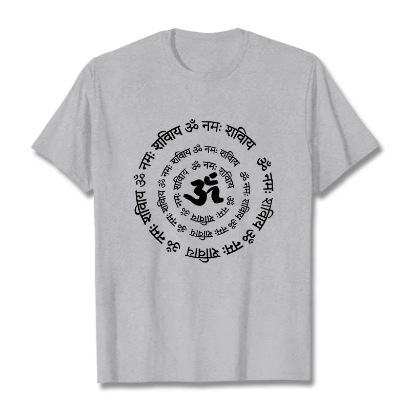 Buddha Stones OM Symbol Sanskrit Mantras Design Cotton Tee T-shirt