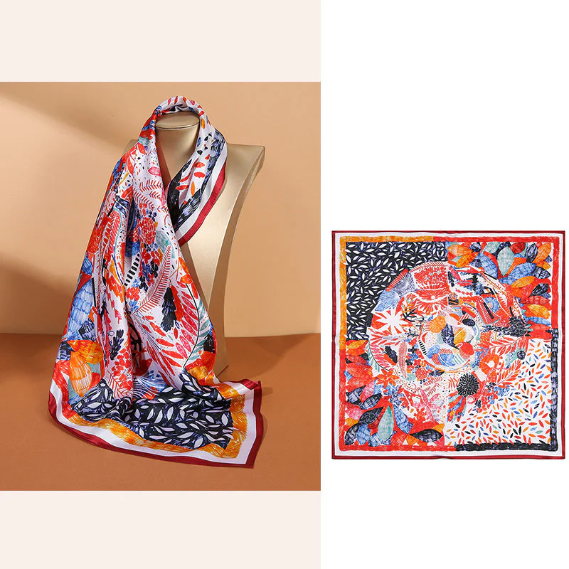 Buddha Stones Pastoral Scene Hot Air Balloon Spring Blossom 100% Mulberry Silk Neck Hair Scarf