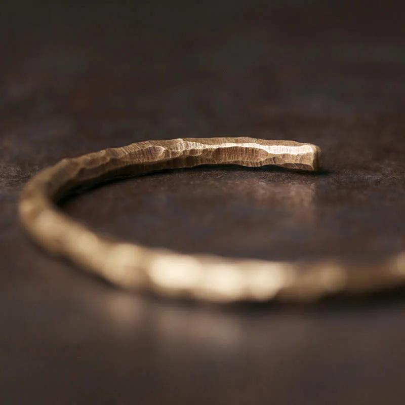 Buddha Stones Tibetan Bump Texture Copper Luck Cuff Bracelet Bangle