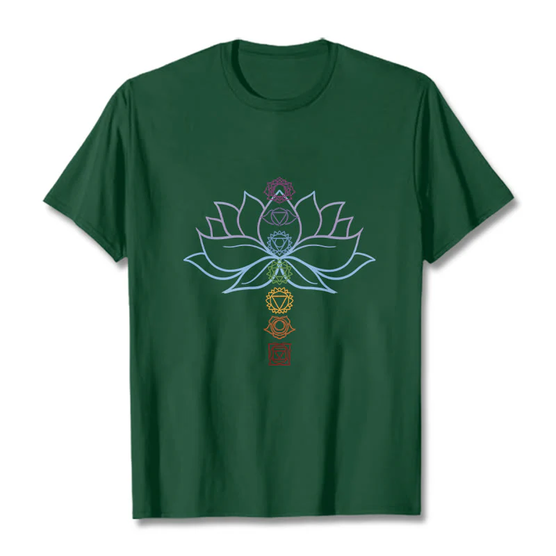 Buddha Stones Pastel Hues Lotus Flower Chakra Symbols Meditation Cotton Tee T-shirt