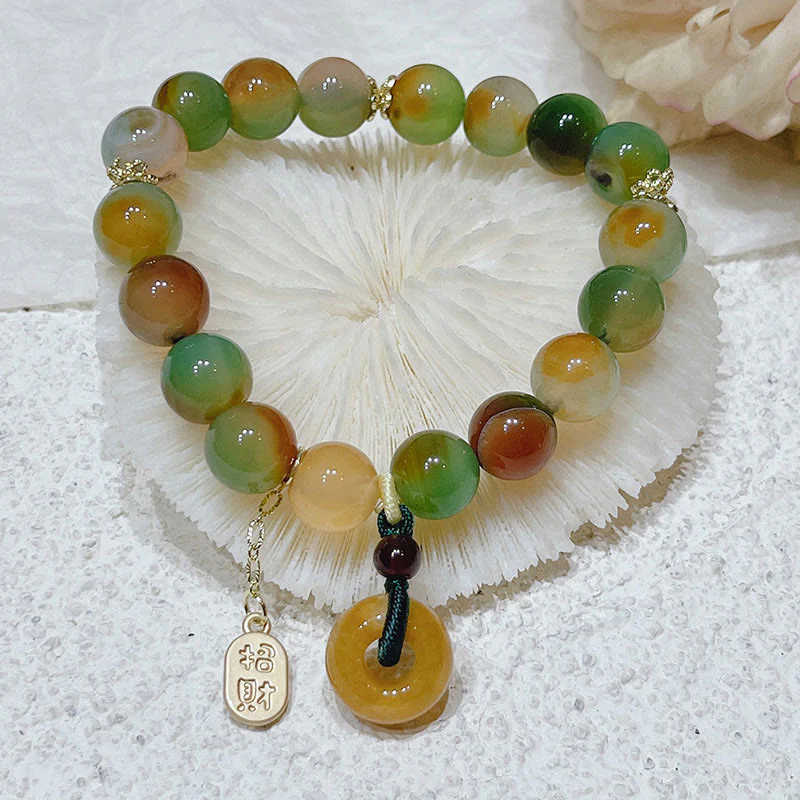 Buddha Stones Peacock Agate Topaz Peace Buckle Nafu Balance Bracelet