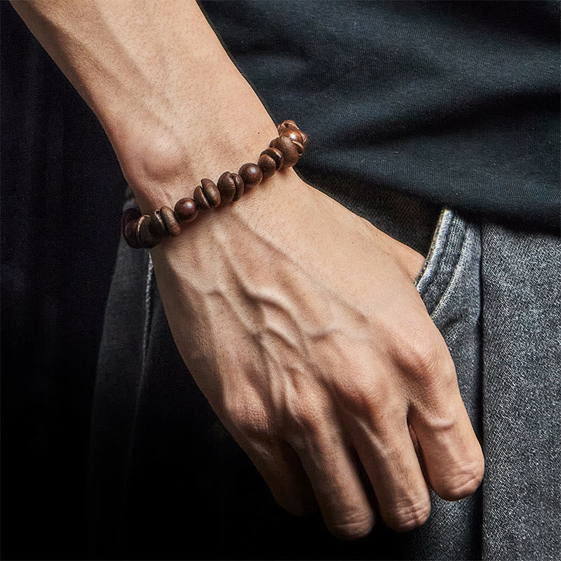 Buddha Stones Natural Coffee Beans Sandalwood Protection Bracelet