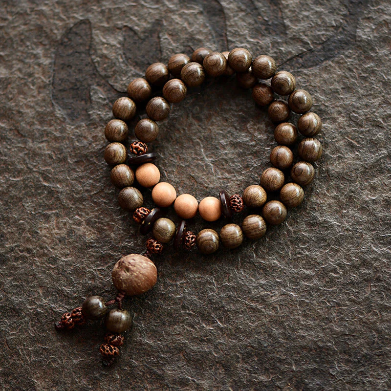 Buddha Stones Tibetan Sandalwood Protection Charm Mala Bracelet
