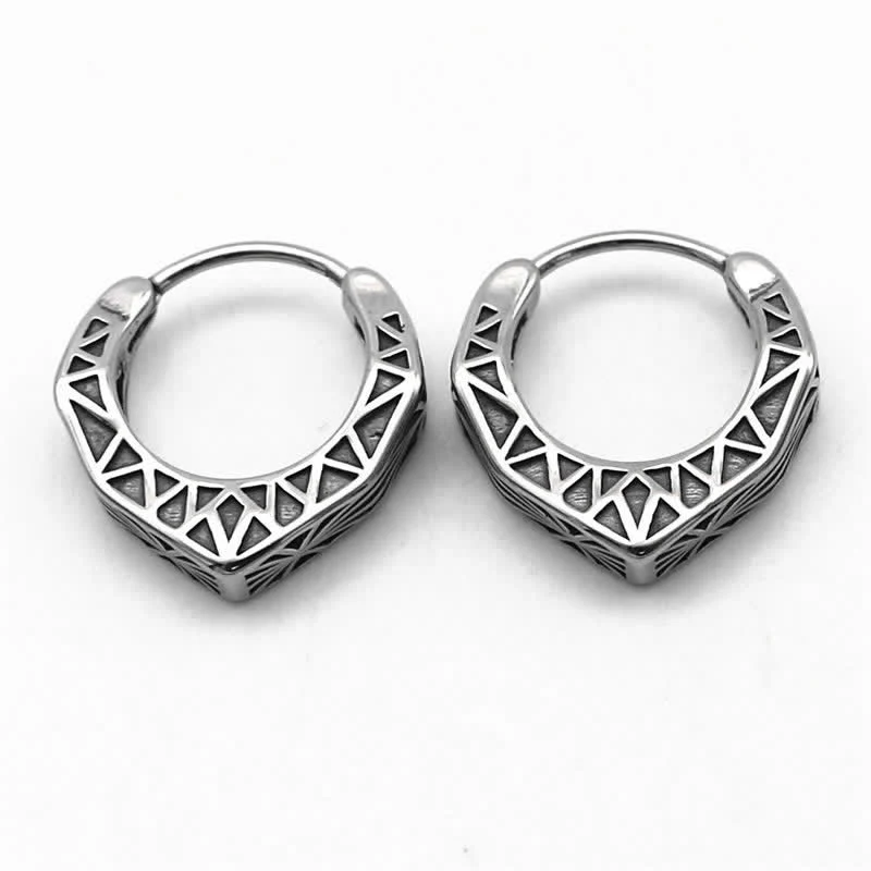 Buddha Stones Viking Hoop Titanium Steel Balance Earrings