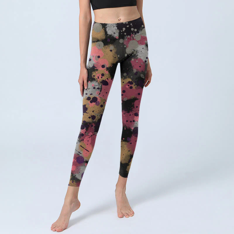 Buddha Stones Splatter Print Exercise Leggings Women's Yoga Pants