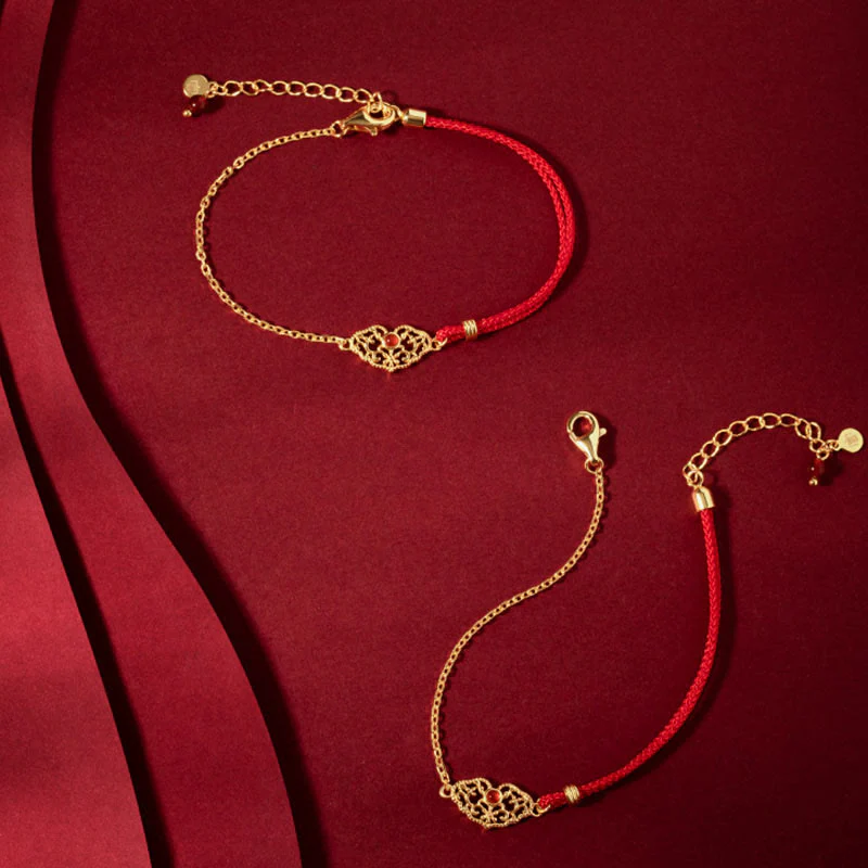 Buddha Stones Lock of Good Wishes Luck Strength Chain Bracelet