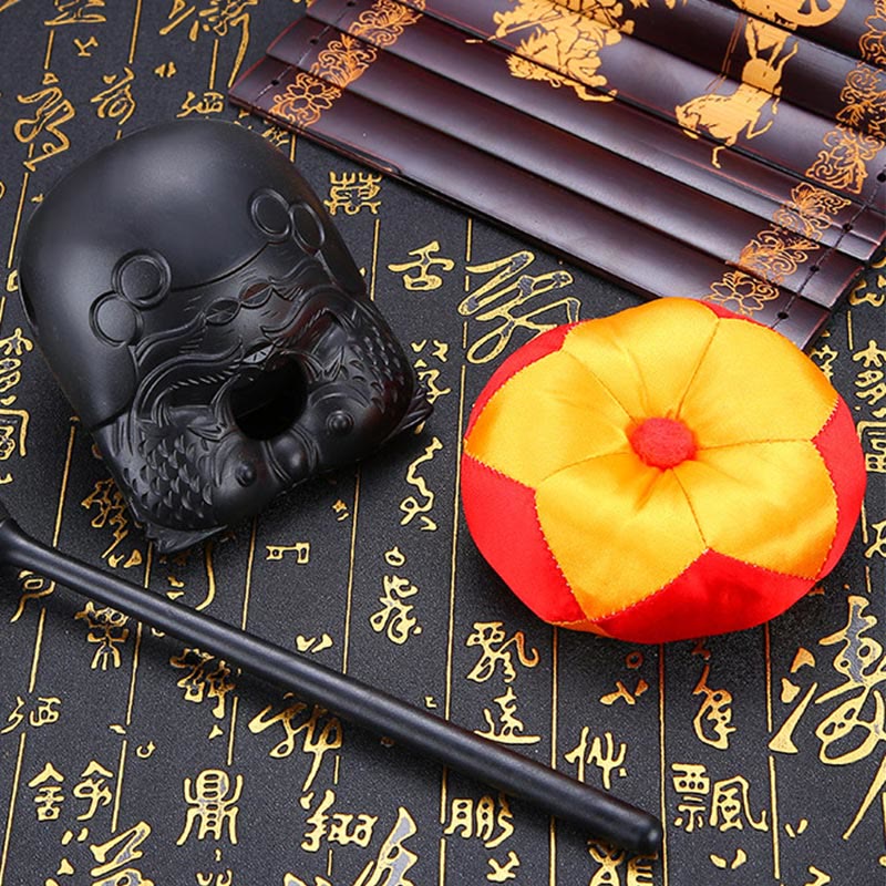 Buddha Stones Koi Fish Pattern Mindfulness Buddhist Temple Mokugyo Wooden Fish Drum