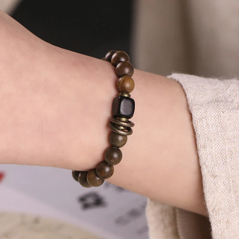 Buddha Stones Tibetan Green Sandalwood Crystal Soothing Peace Bracelet