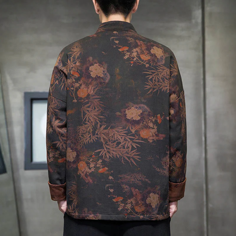 Buddha Stones Frog-Button Chinese Tang Suit Long Shirt Cotton Men Jacket Clothing