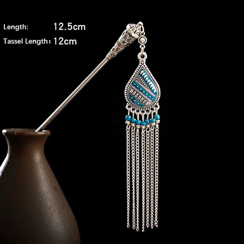 Buddha Stones Water Drop Lily of the Valley Flowers Tassels Confidence Hairpin