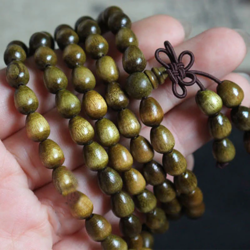 Buddha Stones 108 Mala Teardrop Beads Natural Phoebe Zhennan Wood Protection Bracelet