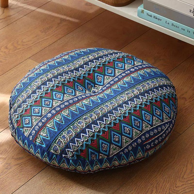 Buddha Stones Lotus Simple Pattern Linen Meditation Seat Cushion Home Living Room Decoration