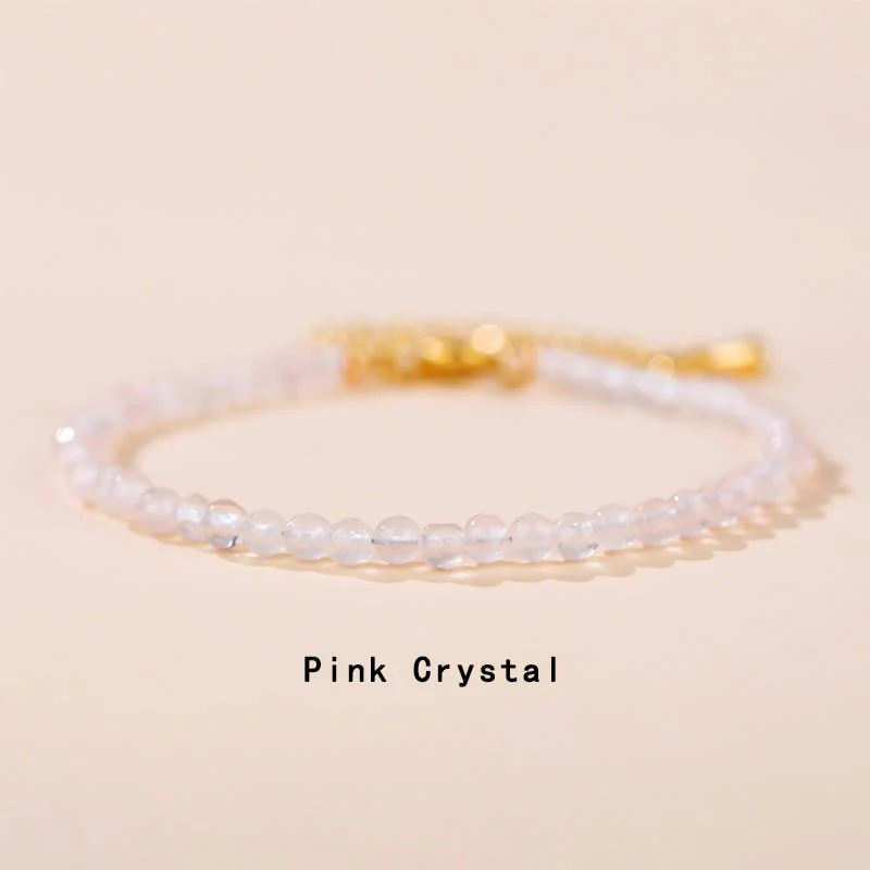 Buddha Stones Strawberry Quartz Prehnite Peridot Lazurite Pink Crystal Tourmaline Healing Chain Bracelet