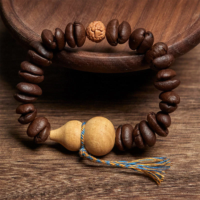 Buddha Stones Natural Gourd Coffee Beans Bracelet