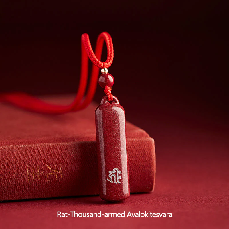 Buddha Stones Chinese Zodiac Natal Buddha Cinnabar Amulet Protection String Necklace Pendant