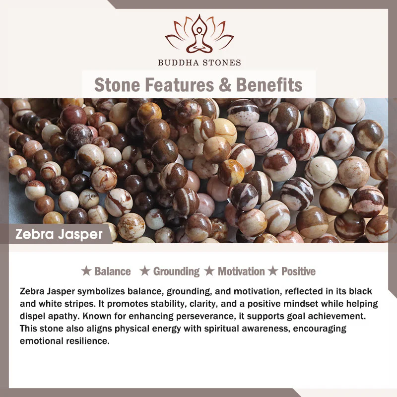 Buddha Stones Zebra Jasper Agate Bead Positive Bracelet