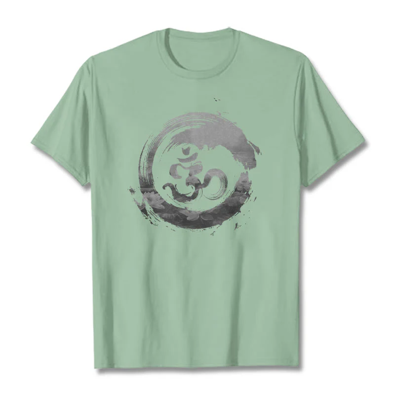 Buddha Stones Om Lotus Cotton Tee T-shirt